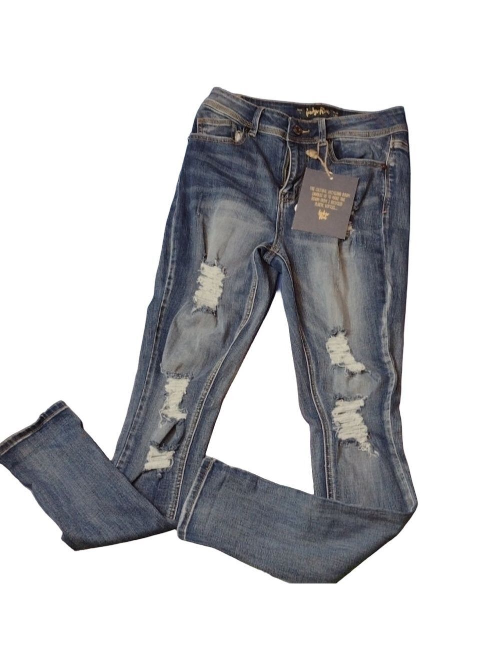 Indigo REIN - ankle high rise distressed jeans size 7